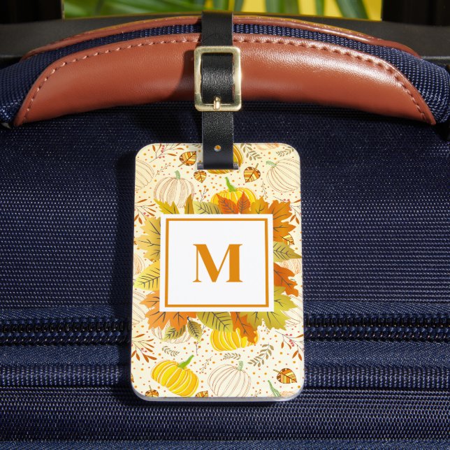Pumpkins Autumn Fall Harvest Pattern Luggage Tag (Front Insitu 2)