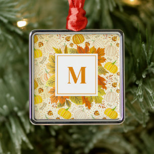 Pumpkins Autumn Fall Harvest Pattern Metal Tree Decoration