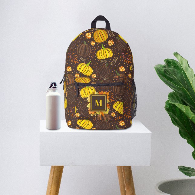 Pumpkins Autumn Fall Harvest Pattern Printed Backpack (Creator Uploaded)