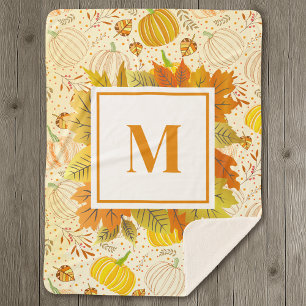 Pumpkins Autumn Fall Harvest Pattern Sherpa Blanket