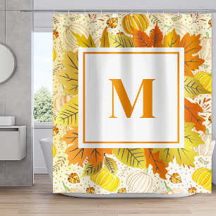 Pumpkins Autumn Fall Harvest Pattern Shower Curtain