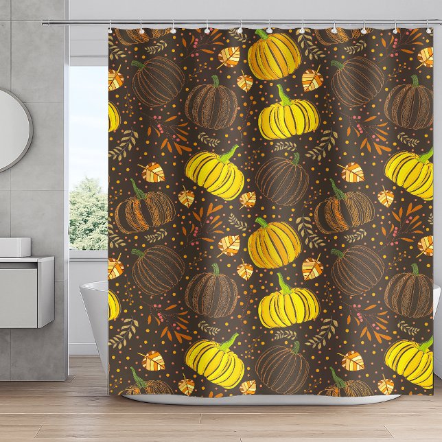 Pumpkins Autumn Fall Harvest Pattern Shower Curtain (Creator Uploaded)