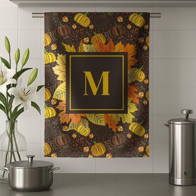 Pumpkins Autumn Fall Harvest Pattern Tea Towel (Creator Uploaded)