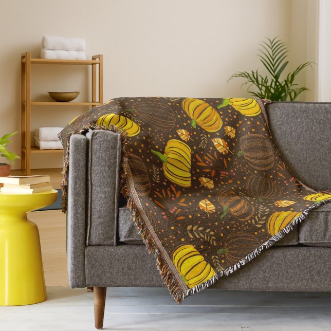 Pumpkins Autumn Fall Harvest Pattern Throw Blanket (Creator Uploaded)