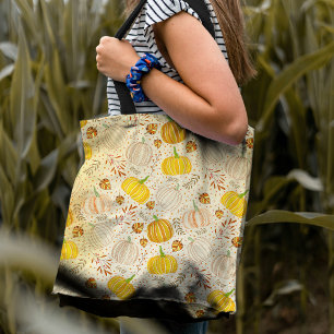 Pumpkins Autumn Fall Harvest Pattern Tote Bag