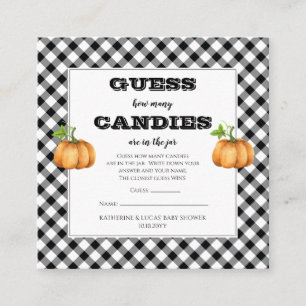 Pumpkins Baby Shower Guess Candies in Jar Game Enclosure Card