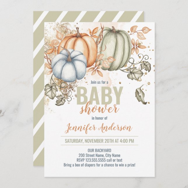 Pumpkins Baby Shower Invitation (Front/Back)