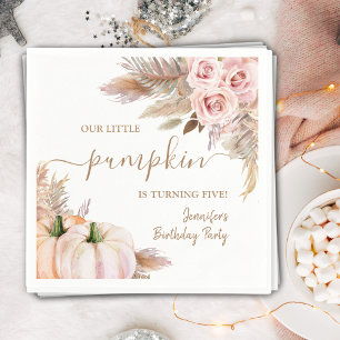 Pumpkins Birthday Girl Boho Fall  Napkin