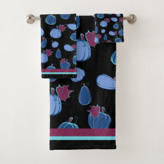 Pumpkins Blue Plum Harvest pattern Bath Towel Set