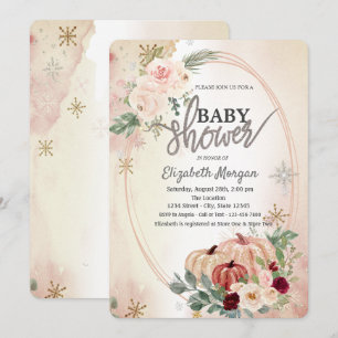  Pumpkins Boho Roses Baby Shower   Invitation