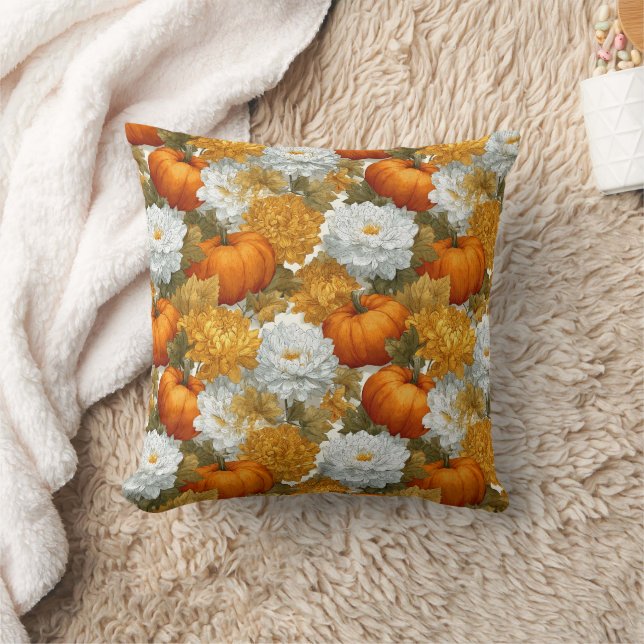 Pumpkins & Chrysanthemums Fall Design Cushion (Blanket)