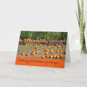 Pumpkins, Corn and Hay Autumn Greetings Card