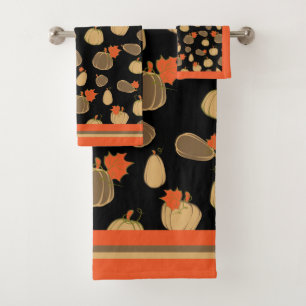 Pumpkins Cream Orange Harvest pattern  Bath Towel Set