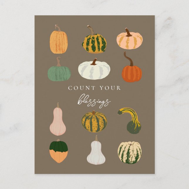 Pumpkins Fall | Count Your Blessings Postcard (Front)