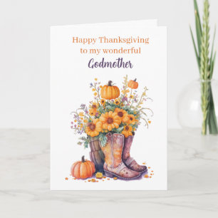 Pumpkins Fall Happy Thanksgiving Godmother Card