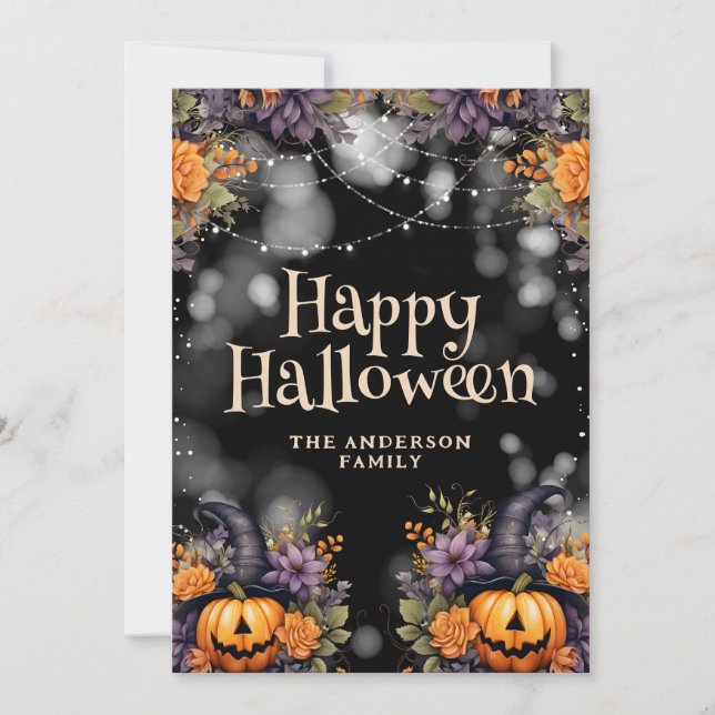 Pumpkins Family Photo Happy Halloween Card (Front)