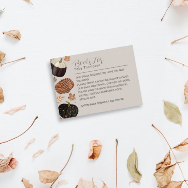 Pumpkins Gender Neutral Book Request Baby Shower Enclosure Card (Creator Uploaded)