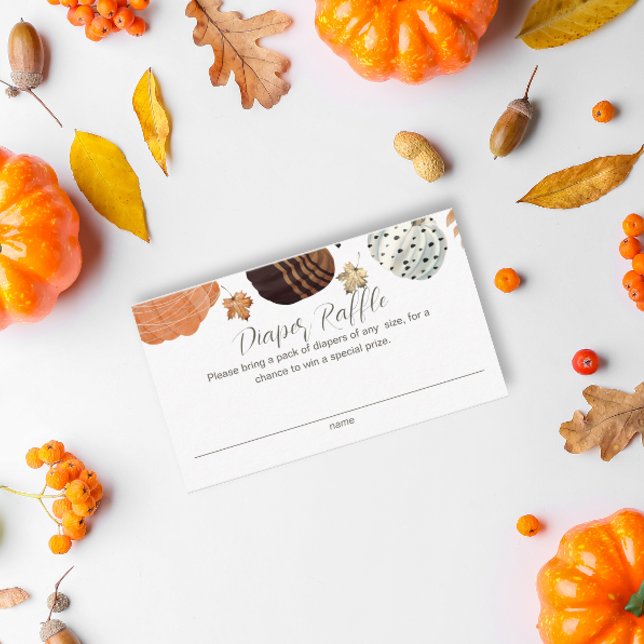 Pumpkins Gender Neutral Diaper Raffle Baby Shower Enclosure Card (Creator Uploaded)