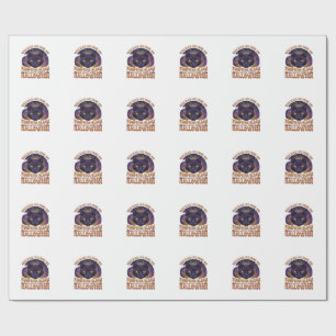 Pumpkins Gleam Halloween Black Cat Falling Leaves_ Wrapping Paper