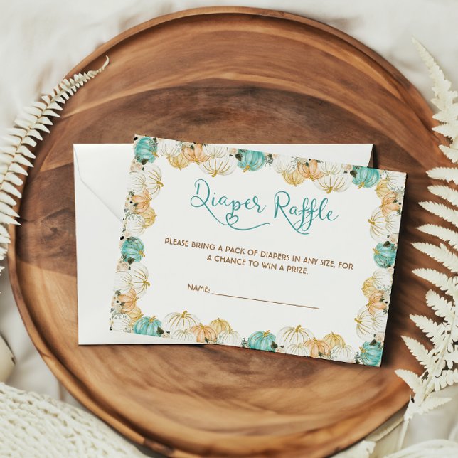 Pumpkins Green White Diaper Raffle  Enclosure Card (Creator Uploaded)
