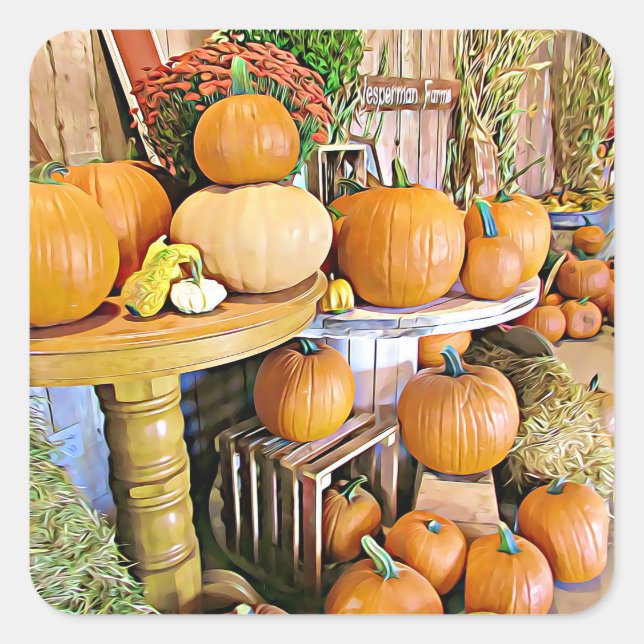 Pumpkins Halloween Autumn Stand Stickers (Front)
