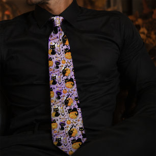 Pumpkins Halloween Candy Black Cats Tie