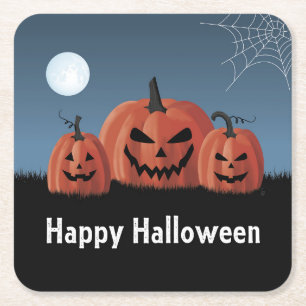 Pumpkins Halloween Square Paper Coaster