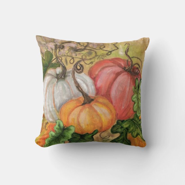 Pumpkins Halloween Throw Pillow (Front)