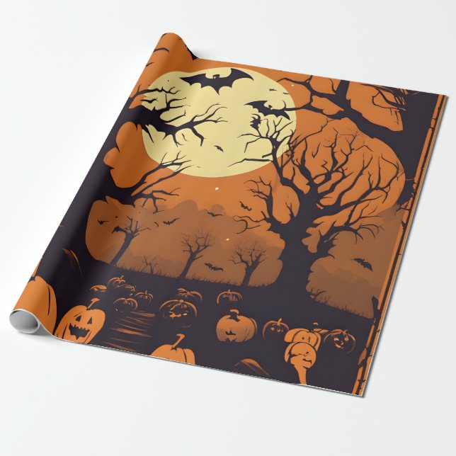 Pumpkins halloween wrapping paper (Unrolled)