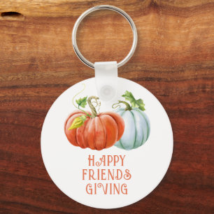 Pumpkins Happy Friendsgiving burnt orange fall Key Ring