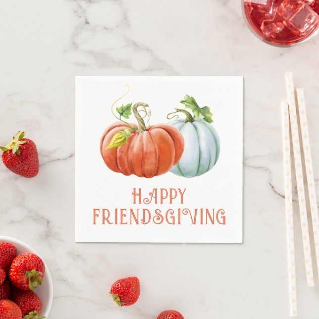 Pumpkins Happy Friendsgiving burnt orange fall Napkin (Insitu)