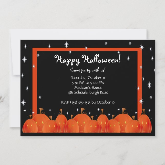 Pumpkins Happy Halloween Party Invitation (Front)