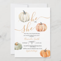 Pumpkins He or She Minimalist Gender Reveal Party