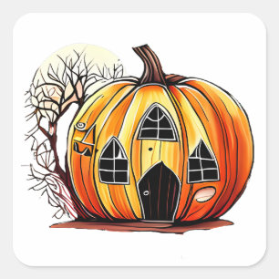 Pumpkins House Square Sticker