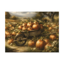 Pumpkins in a Wooden Wheelbarrow