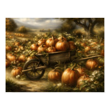 Pumpkins in a Wooden Wheelbarrow
