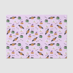 Pumpkins In Costumes Pattern Trick Or Treat Purple Tissue Paper