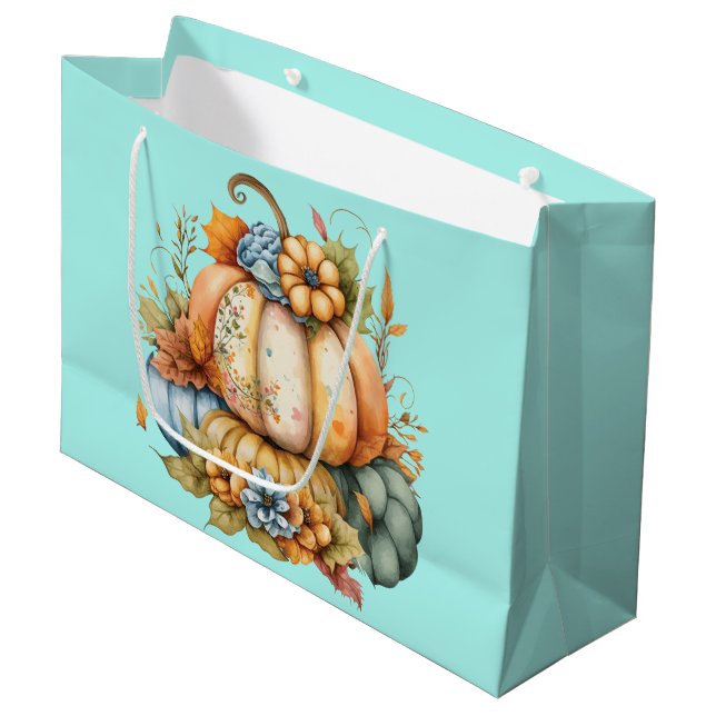 Pumpkins In Fall Large Gift Bag (Front Angled)