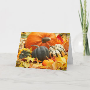 Pumpkins in Fall Leaves card