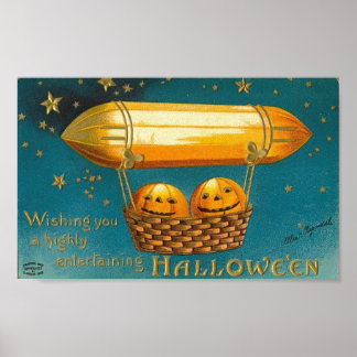Pumpkins in Flying Basket Poster