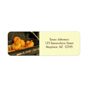 Pumpkins In Wagon In Sepia Address Label