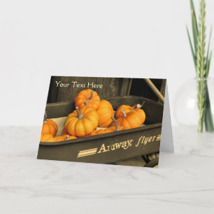 Pumpkins In Wagon Partial Colour Nature Photo Card