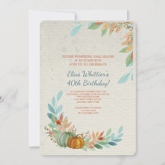 Pumpkins in Watercolor Invitation (Front)