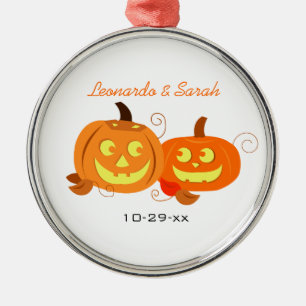 Pumpkins Jack O Lantern Couple Custom Ornament