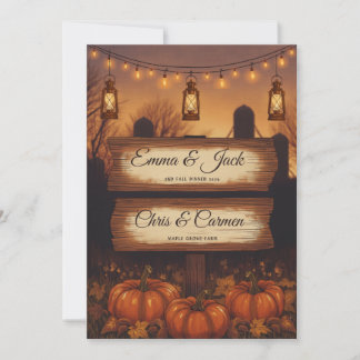 Pumpkins & Lanterns Fall Wedding Invitation