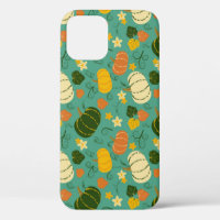 Pumpkins, leaves: autumn vegetable pattern