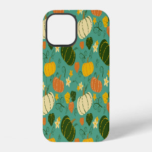 Pumpkins, leaves: autumn vegetable pattern iPhone 12 case
