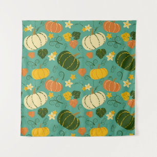 Pumpkins, leaves: autumn vegetable pattern tapestry