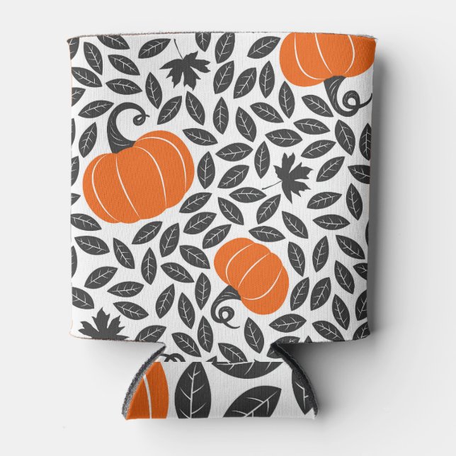 Pumpkins, leaves: cute autumn pattern. can cooler (Front)