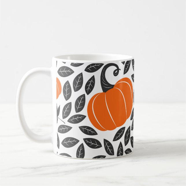 Pumpkins, leaves: cute autumn pattern. coffee mug (Left)